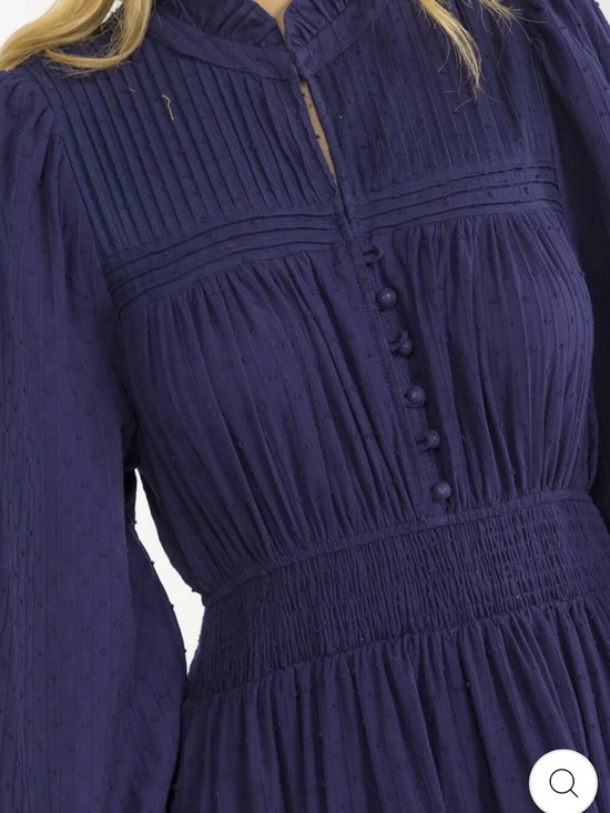 WOMEN’S LONG SLEEVE BUTTON UP ELASTIC WAIST FRONT POCKETS TIERED MIDI DRESS - Picture 5 of 16